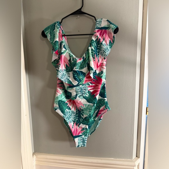 Matilda Jane Pink and Green Flutter Sleeve Swimsuit - Picture 1 of 7